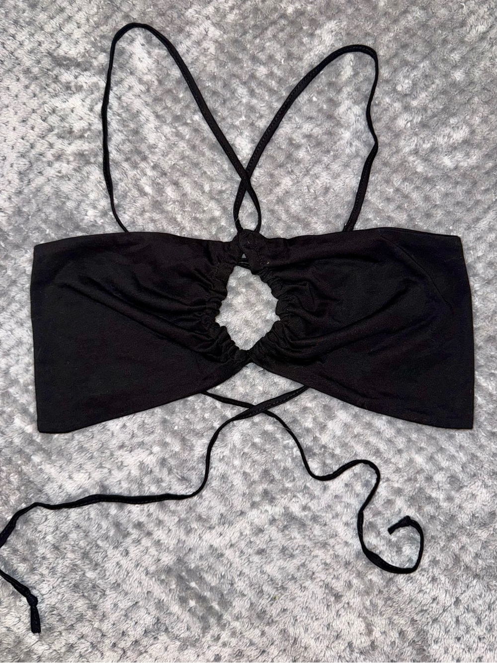 Polly Black Crop Top with Tie Detail